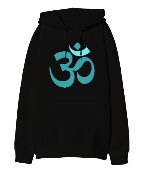Tisho - Yoga, Çakra, Om, Mantra, Meditasyon Siyah Oversize Unisex Kapüşonlu Sweatshirt