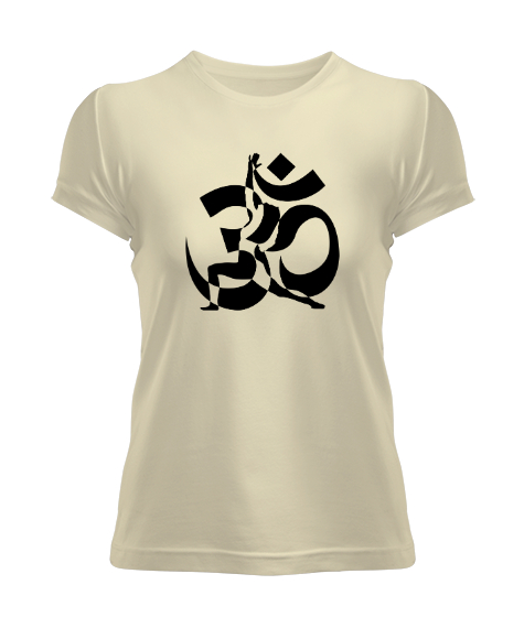 Tisho - Yoga Çakra Om Meditasyon Blu V5 Krem Kadın Tişört