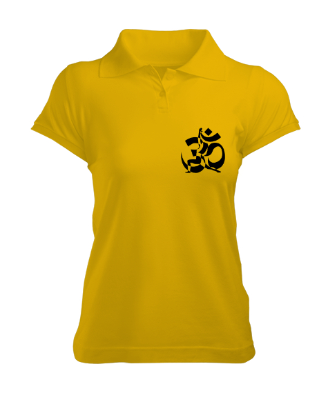Tisho - Yoga Çakra Om Meditasyon Blu V5 Sarı Kadın Polo Yaka Tişört