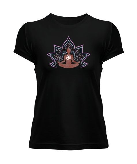 Tisho - Yoga Çakra Om Meditasyon V10 Siyah Kadın Tişört