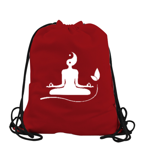 Tisho - Yoga Çakra Om Meditasyon Ying Yang Kırmızı Büzgülü Spor Çanta