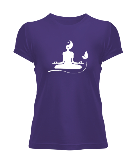 Tisho - Yoga Çakra Om Meditasyon Ying Yang Mor Kadın Tişört