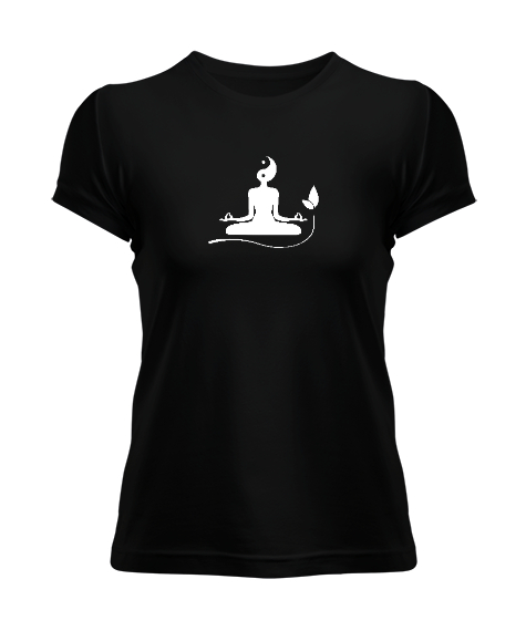 Tisho - Yoga Çakra Om Meditasyon Ying Yang Siyah Kadın Tişört