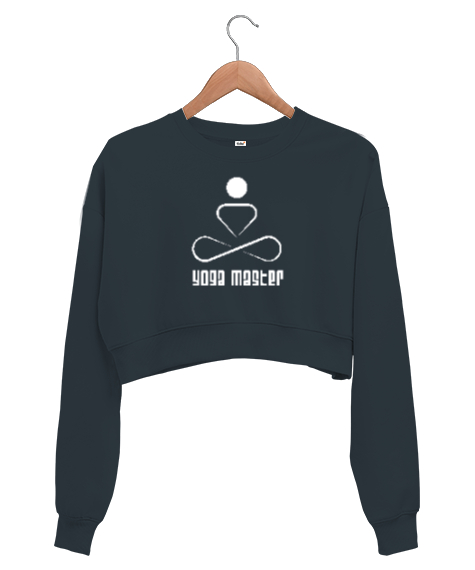 Tisho - Yoga Master - Yoga Ustası - Çakra Om Meditasyon Füme Kadın Crop Sweatshirt