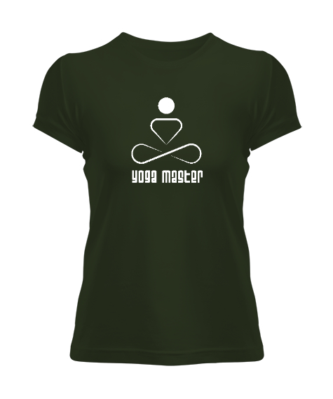 Tisho - Yoga Master - Yoga Ustası - Çakra Om Meditasyon Haki Yeşili Kadın Tişört