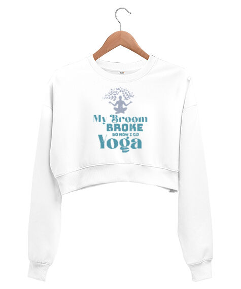 Tisho - Yoga - Meditasyon Blu V2 Beyaz Kadın Crop Sweatshirt