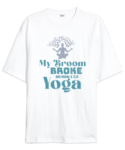 Tisho - Yoga - Meditasyon Blu V2 Beyaz Oversize Unisex Tişört