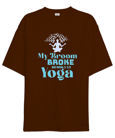 Tisho - Yoga - Meditasyon Blu V2 Kahverengi Oversize Unisex Tişört
