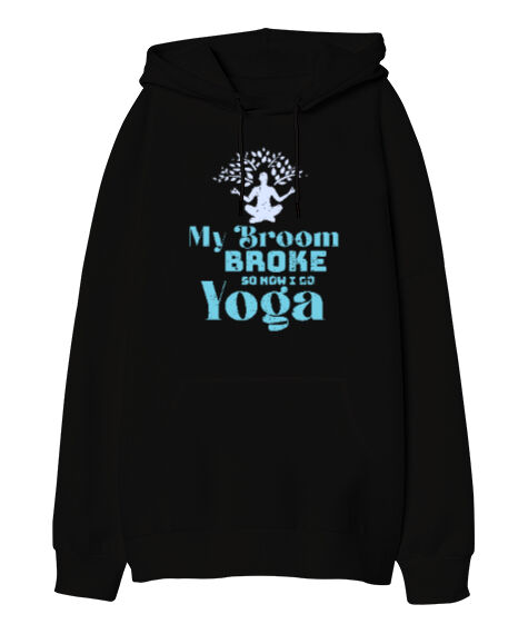 Tisho - Yoga - Meditasyon Blu V2 Siyah Oversize Unisex Kapüşonlu Sweatshirt