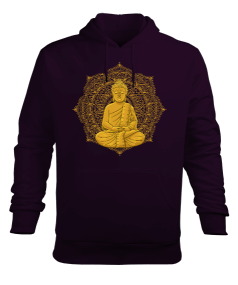 Tisho - YOGA - MEDİTASYON Golden Buddha Erkek Kapüşonlu Hoodie Sweatshirt