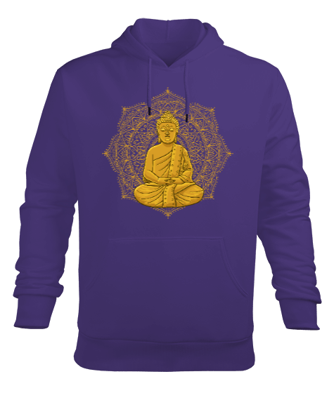 Tisho - YOGA - MEDİTASYON Golden Buddha Erkek Kapüşonlu Hoodie Sweatshirt