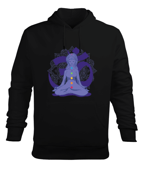 Tisho - YOGA - MEDİTASYON Lotus Çakra Om Erkek Kapüşonlu Hoodie Sweatshirt