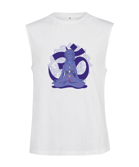 Tisho - YOGA - MEDİTASYON Lotus Çakra Om Kesik Kol Unisex Tişört