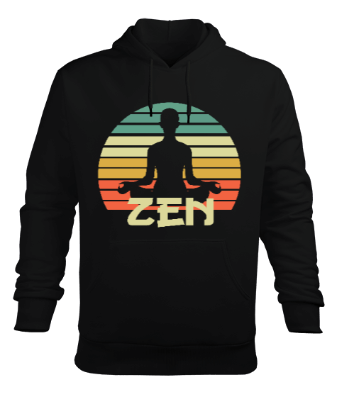 Tisho - YOGA - MEDİTASYON Zen Lotus Erkek Kapüşonlu Hoodie Sweatshirt