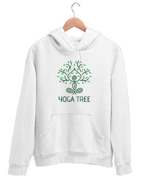 Tisho - Yoga Tree - Yoga Ağacı - Çakra - Meditasyon Beyaz Unisex Kapşonlu Sweatshirt