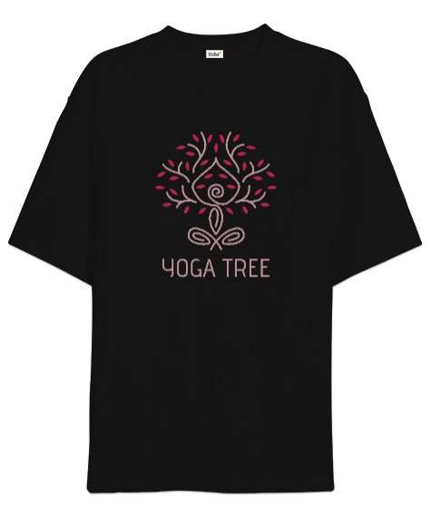 Tisho - Yoga Tree - Yoga Ağacı - Çakra - Meditasyon Siyah Oversize Unisex Tişört