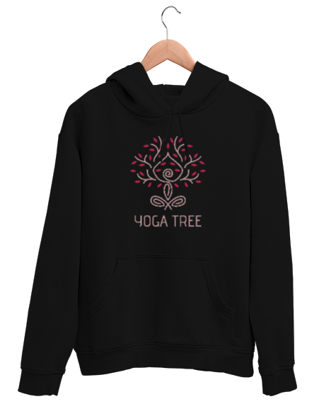 Tisho - Yoga Tree - Yoga Ağacı - Çakra - Meditasyon Siyah Unisex Kapşonlu Sweatshirt