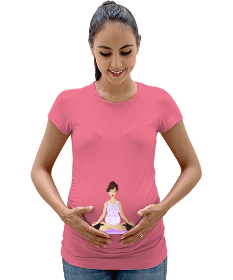 Tisho - yoga yapan hamile annelere Kadın Hamile Tişört