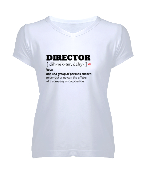Tisho - Yönetici - Direktör Beyaz Kadın V Yaka Tişört