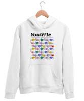 You And Me - Sen ve Ben - Kalpler Beyaz Unisex Kapşonlu Sweatshirt - Tisho