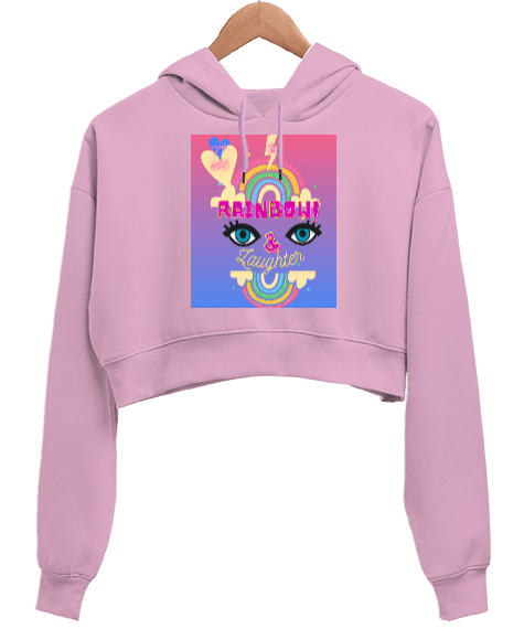 Tisho - you are my rainbow and Kadın Crop Hoodie Kapüşonlu Sweatshirt