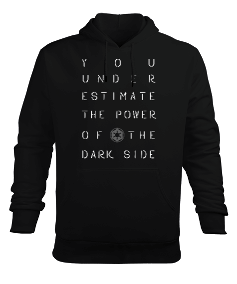 Tisho - You Underestimate The Power Of The Dark Side Baskılı Siyah Erkek Kapüşonlu Hoodie Sweatshirt