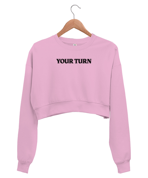 Tisho - Your Turn Pembe Kadın Crop Sweatshirt