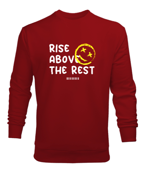 Tisho - Yukarı Çık - Rise Above - Yüz İfadesi Kırmızı Erkek Sweatshirt