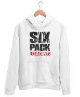 Yükleme - Six Pack Loading Beyaz Unisex Kapşonlu Sweatshirt - Tisho