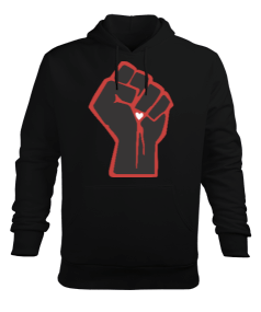 Yumruk İçinde Kalp Erkek Kapüşonlu Hoodie Sweatshirt - Tisho