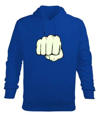 YUMRUK VE GÜÇ SEMBOL Saks Mavi Erkek Kapüşonlu Hoodie Sweatshirt - Thumbnail