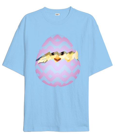 Tisho - yumurta Buz Mavisi Oversize Unisex Tişört