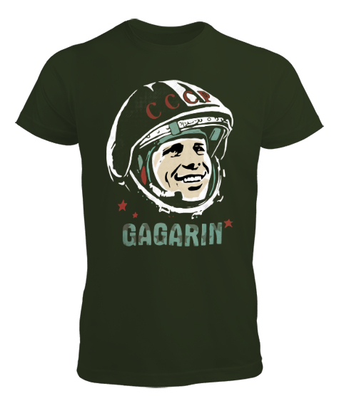 Tisho - Yuri Gagarin Haki Yeşili Erkek Tişört