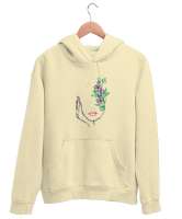 Yüz Krem Unisex Kapşonlu Sweatshirt - Tisho