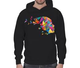 Yüz Sanatsal Çalışma Siyah Kapşonlu Erkek Kapşonlu - Tisho