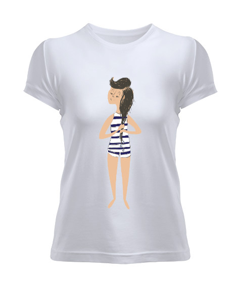 Tisho - Yüzme Tasarımlı Kadın Tişört