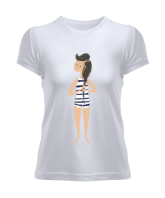 Yüzme Tasarımlı Kadın Tişört - Tisho