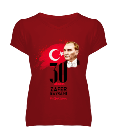 Zafer Bayramı Kadın V Yaka Tişört - Tisho