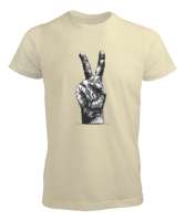 Zafer İşareti V2 Krem Erkek Tişört - Tisho