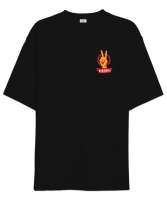 Zafer İşareti V3 Siyah Oversize Unisex Tişört - Tisho