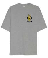 Zafer İşareti ve Barış Gri Oversize Unisex Tişört - Tisho