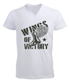 Zaferin Kanatları Temalı Erkek Kısa Kol V Yaka Tişört - Tisho