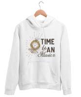 Zaman Beyaz Unisex Kapşonlu Sweatshirt - Tisho