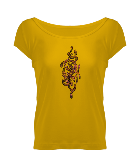 Tisho - Zarif Kaos - siyah dış hat - Kadın Geniş Yaka T-Shirt Kadın Geniş Yaka Tişört