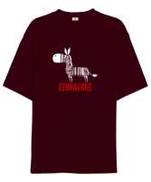 Zebracode - Zebra Barkod Bordo Oversize Unisex Tişört - Tisho