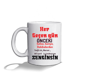 ZENGİNSİN Beyaz Kupa Bardak - Tisho