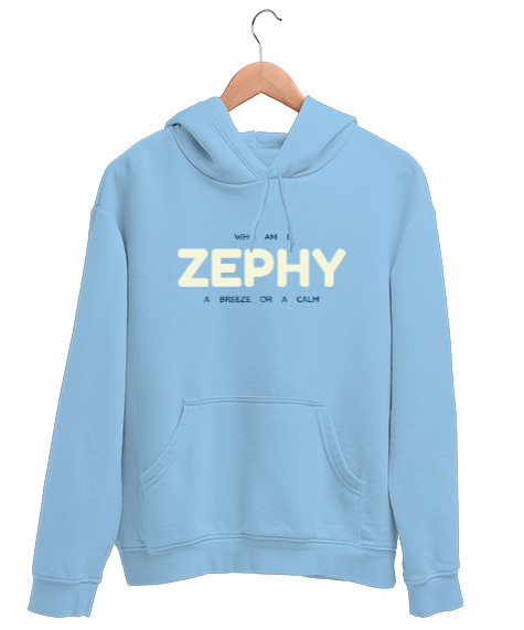 ZEPHY: Who Am I Buz Mavisi Unisex Kapşonlu Sweatshirt - Tisho