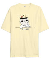 Zihin ve Gezegenler Krem Oversize Unisex Tişört - Tisho