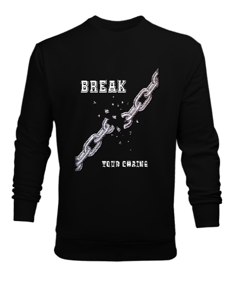 Tisho - Zincir Siyah Erkek Sweatshirt