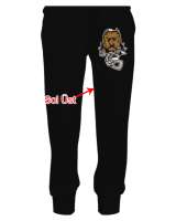 Zincire vurulmuş pitbull baskılı Siyah Erkek Eşofman Altı - Tisho